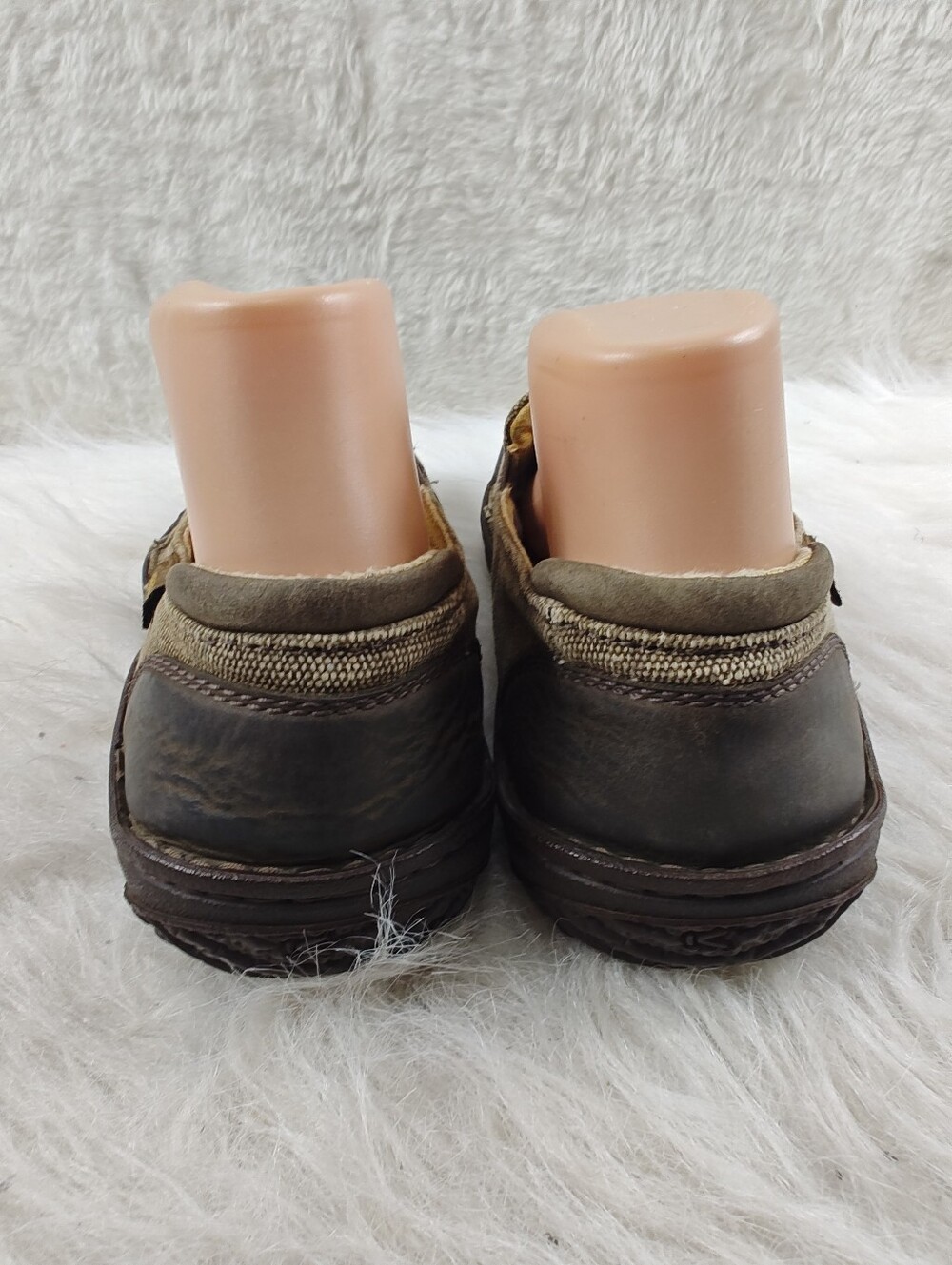 KEEN Cush Slip On Shoes Women's Size 8.5 Brown Yellow Leather Fabric Comfort - Picture 6 of 15